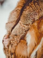 Men's Real Red Fox Fur Oversized Brown Warm Coat