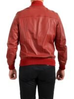 Mens Red Bomber Leather Jacket
