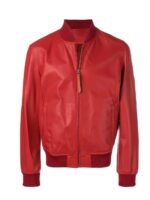 Mens Red Bomber Leather Jacket