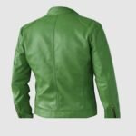Men’s Regular Fit Party Wear Green Biker Leather Jacket