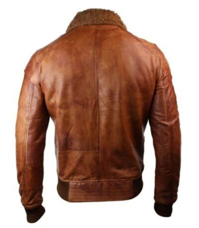Mens Removable Fur Collar Rust Tan Brown Jacket
