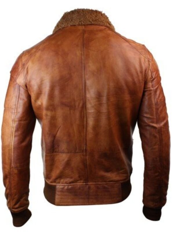 Mens Removable Fur Collar Rust Tan Brown Jacket