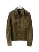 Mens Shirt Style Tan Brown Suede Leather Jacket
