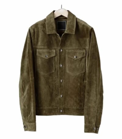 Mens Shirt Style Tan Brown Suede Leather Jacket