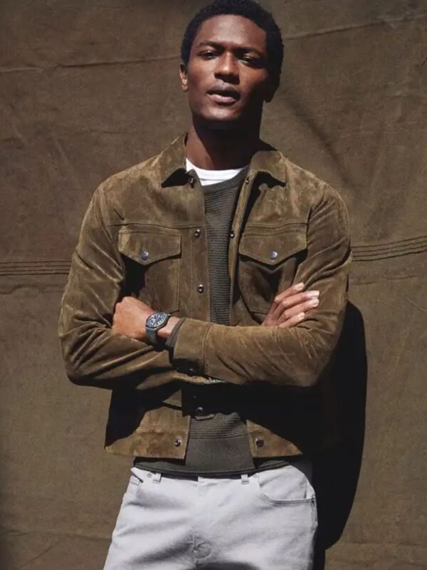 Mens Shirt Style Tan Brown Suede Leather Jacket