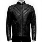Mens Slim Fit Black Leather Biker Jacket