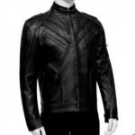 Mens Slim Fit Black Leather Biker Jacket