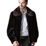 Mens Spread Mahogany Collar Mink Fur Coat