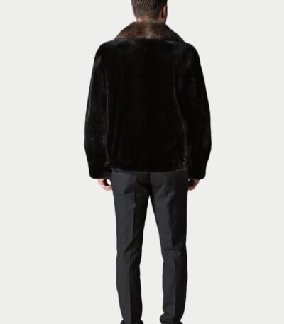 Mens Spread Mahogany Collar Mink Fur Coat