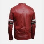 Mens Stylish Cafe Racer Style Red Leather Biker Jacket