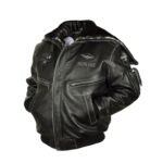 Mens Top Gun Black Zipper Hooded Bomber Leather Jacket