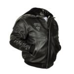Mens Top Gun Black Zipper Hooded Bomber Leather Jacket