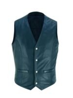 Mens Vintage Classic Blue Leather Vest