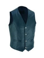 Mens Vintage Classic Blue Leather Vest