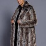 Mens White and Grey Cross Hooded Mink Fur Coat