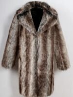 Mens White and Grey Cross Hooded Mink Fur Coat