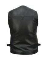 Mens Workwear Black Leather Safari Vest