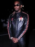 Met Gala 2023 Offset Black Leather Jacket