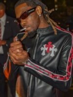 Met Gala 2023 Offset Black Leather Jacket