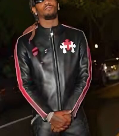 Met Gala 2023 Offset Black Leather Jacket