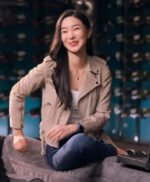 Mi-Sun Lift 2024 Movie Beige Biker Jacket