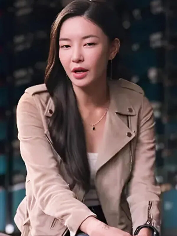 Mi-Sun Lift 2024 Movie Beige Biker Jacket