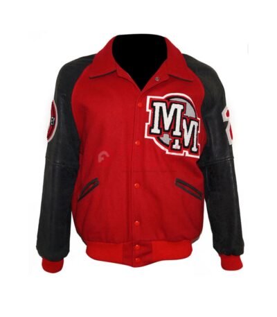 Michael Jackson Red Fleece Letterman Varsity Bomber Jacket