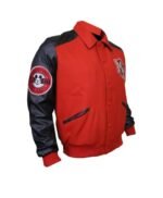 Michael Jackson Red Fleece Letterman Varsity Bomber Jacket