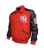 Michael Jackson Red Fleece Letterman Varsity Bomber Jacket