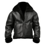 Michael Large Fur Collar Black Leather Jacket