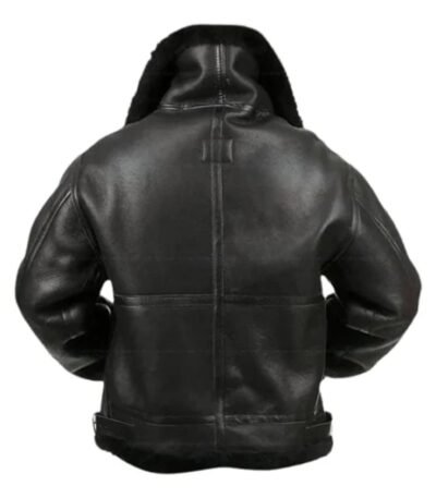 Michael Large Fur Collar Black Leather Jacket