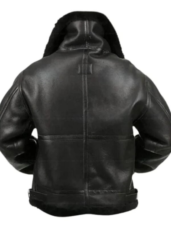 Michael Large Fur Collar Black Leather Jacket