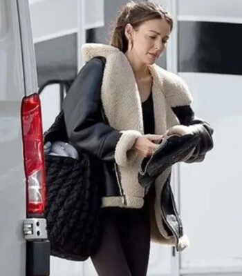 Michelle Keegan 2024 Fool Me Once Leather Shearling Jacket