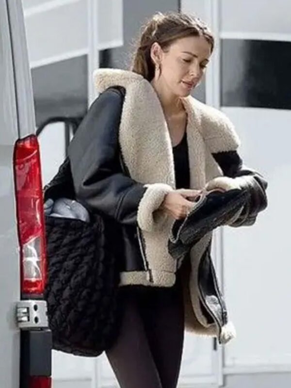Michelle Keegan 2024 Fool Me Once Leather Shearling Jacket