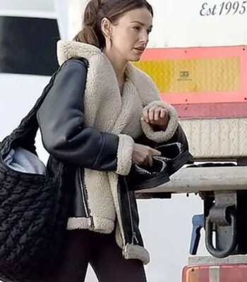 Michelle Keegan 2024 Fool Me Once Leather Shearling Jacket