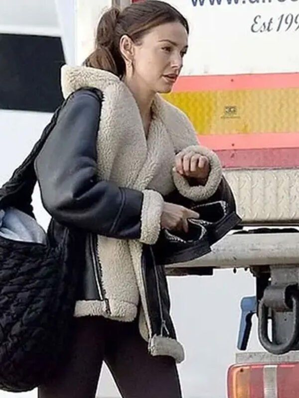 Michelle Keegan 2024 Fool Me Once Leather Shearling Jacket