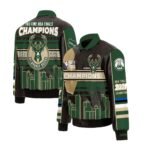 Milwaukee Bucks Printed Leather Jacket