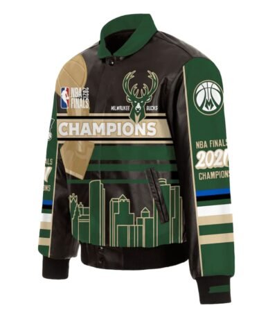 Milwaukee Bucks Printed Leather Jacket