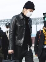 Min Yoon-gi BTS Suga Black Leather Jacket