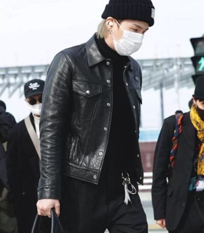 Min Yoon-gi BTS Suga Black Leather Jacket