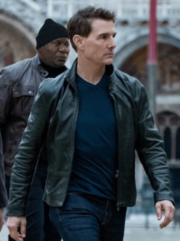 Mission Impossible Dead Reckoning Tom Cruise Black Leather Jacket