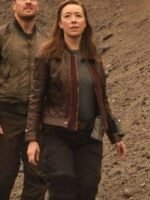 Molly Parker Brown Leather Jacket Lost in Space