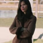 Monica Dutton Yellowstone Womens Suede Leather Brown Coat