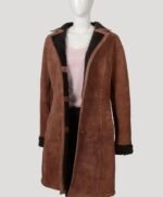 Monica Dutton Yellowstone Womens Suede Leather Brown Coat
