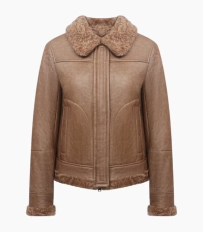 Monica Shearling Fur Lined Brown Jacket
