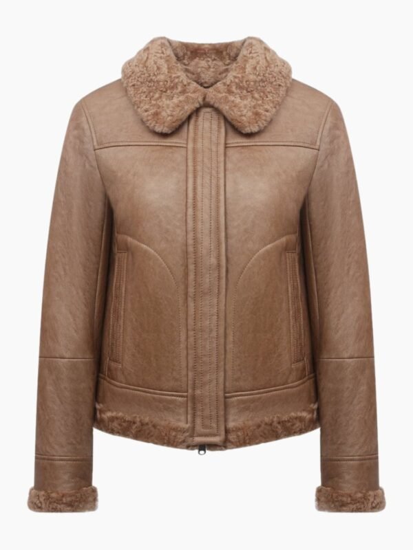Monica Shearling Fur Lined Brown Jacket