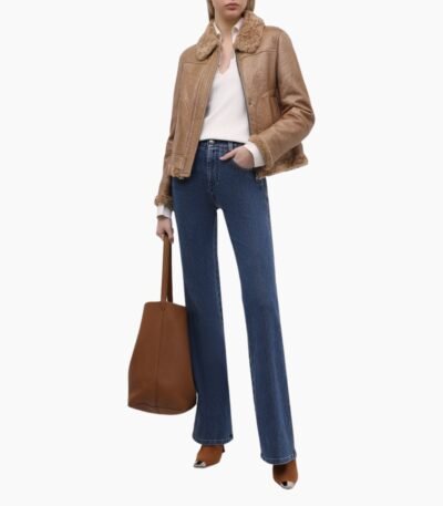 Monica Shearling Fur Lined Brown Jacket