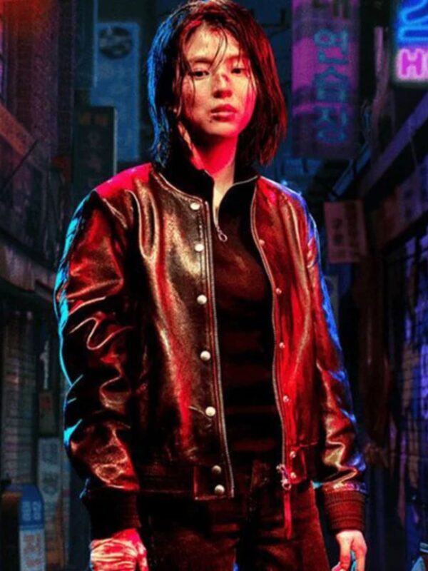 My Name Han So Hee Black Bomber Leather Jacket
