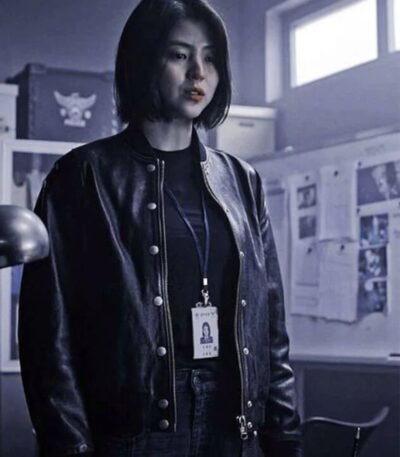 My Name Han So Hee Black Bomber Leather Jacket