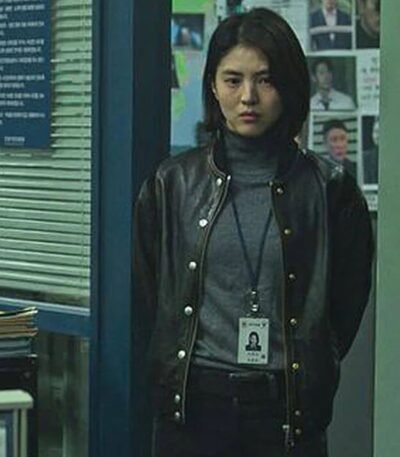 My Name Han So Hee Black Bomber Leather Jacket